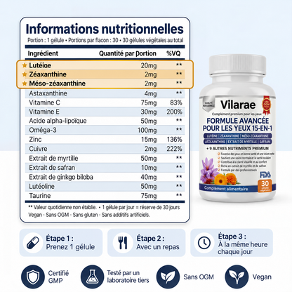 Vilarae 15-en-1 Formule Avancée pour les Yeux